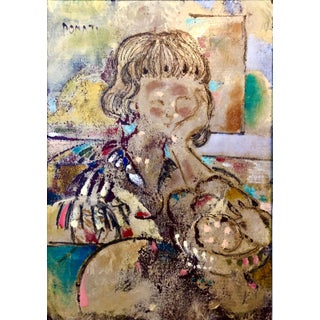 Lazzaro Donati, Large Italian Modernist Surrealist Lady Mod Oil Painting "La Ragazza Ungherese", 1963 For Sale