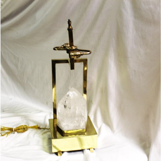 Metal Mid-Century/Modern Rock Crystal Lamp Hi-polished Brass . LED base For Sale - Image 7 of 18
