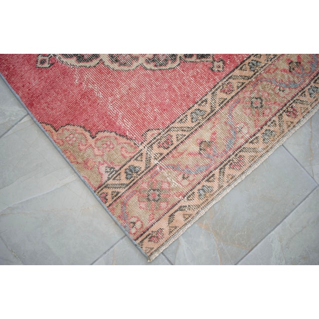 3x12 Vintage Oushak Runner Rug Coral Pink Hallway Runner Authentic Turkish Rug For Sale - Image 11 of 13