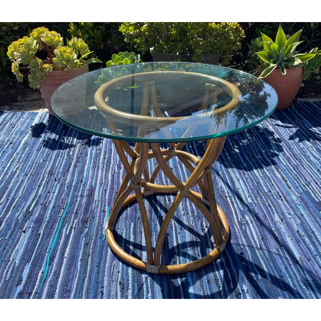 Contemporary McGuire Vintage Rattan Side Table For Sale - Image 3 of 10