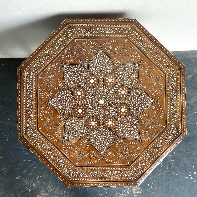 Vintage Octagonal Moroccan Inlay Side Table For Sale - Image 11 of 12
