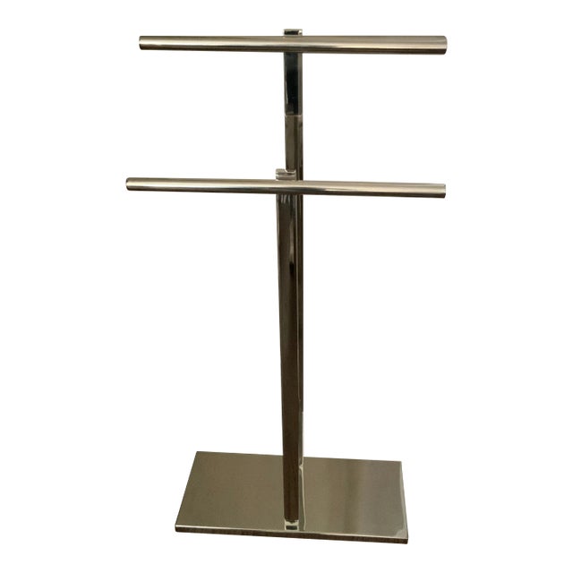 1990s Modern Polished Chrome Free Standing Double Towel Blanket Rack For Sale
