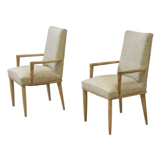 Cerused Oak Armchairs attributed to Suzanne Guiguichon, 1940s, Set of 2 For Sale