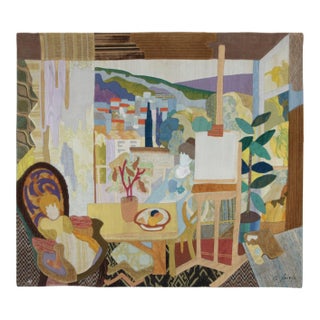 Vintage French Tapestry With Colorful Still Life Pictorial Design - Rug & Kilim For Sale