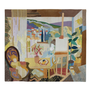 Vintage French Tapestry With Colorful Still Life Pictorial Design - Rug & Kilim