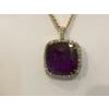 110Ct Cushion Amethyst & 5 Ct Diamond Pendant Necklace 14 K Yellow Gold + Chain For Sale - Image 16 of 18