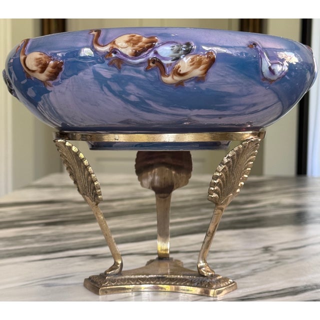 Farmhouse Antique Lusterware Goose Motif Decorative Bowl For Sale - Image 3 of 15