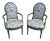 Vintage Gustavian Painted Green Chairs - W/ New Upholstery For Sale