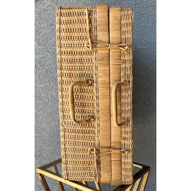 Mid 20th-Century Extra Large Handwoven Valise-Style Rattan Storage Basket, Hong Kong For Sale - Image 12 of 18