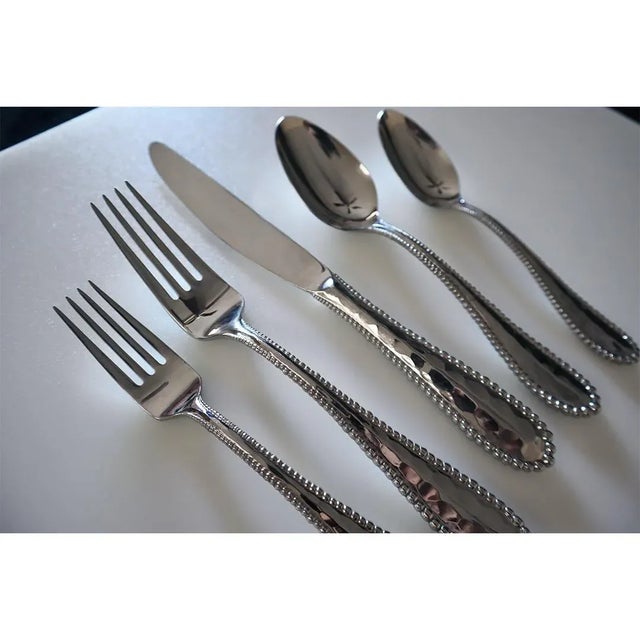 Michael Aram Stainless Silver 8-Piece Flatware Set For Sale In Phoenix - Image 6 of 12