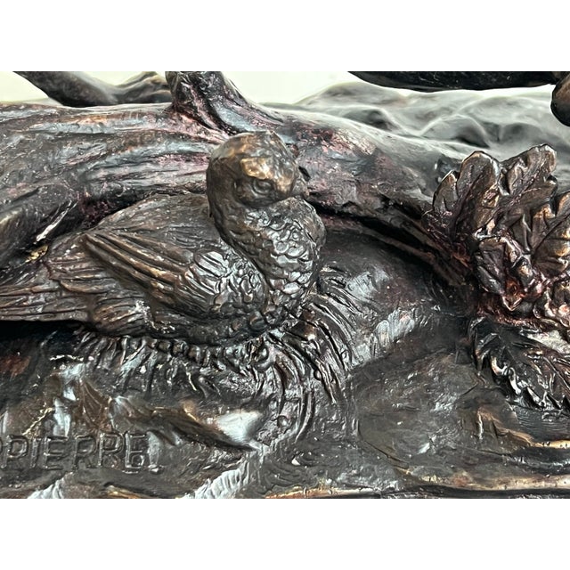 Antique French Bronze Hunting Dog Sculpture Signed E. Delabrièrre – Animalier Pointer With Game Bird c.1900 For Sale - Image 9 of 11