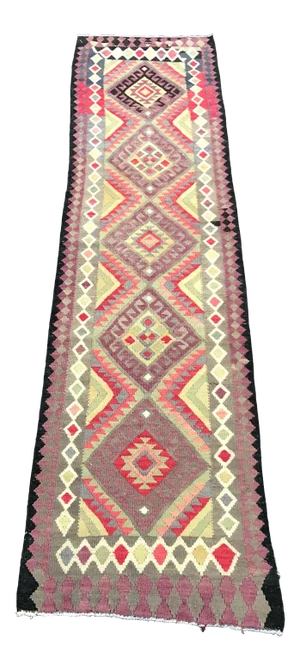 Turkish Herki Kilim Runner- 2′8″ × 11′