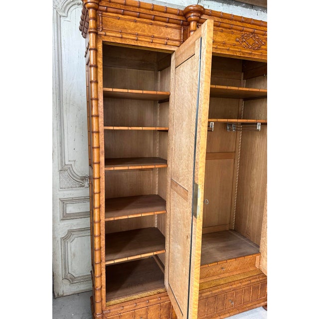Antique Faux Bamboo Wardrobe with Mirror, Late 19th Century For Sale - Image 18 of 18