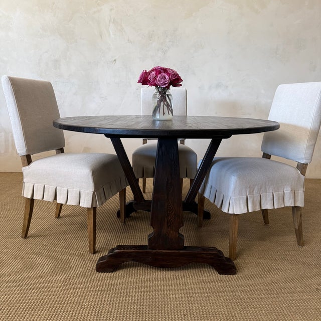 Lyon Reclaimed European Pine Oval Dining Table or Center Table in Walnut Finish For Sale In Los Angeles - Image 6 of 10