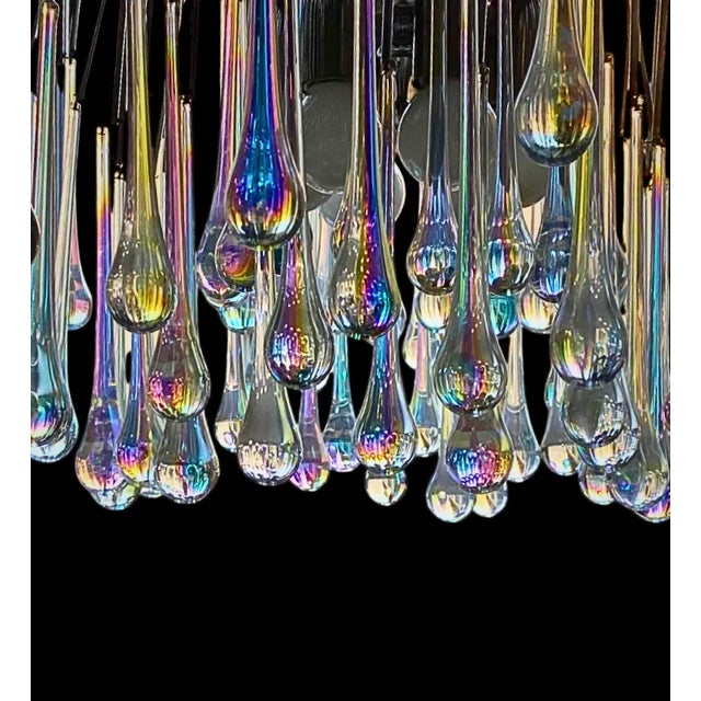 Mid-Century Modern Vintage Lady Victoria Chandelier With Iridescent Murano Glass Drop, Set of 2 For Sale - Image 3 of 9