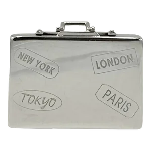 Mid 20th Century Vintage Asprey London Miniature Suitcase Sterling Silver Trinket Box Travel