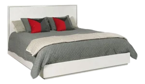 Torrance Bed in King in Alabaster Finish with Nickel Trim