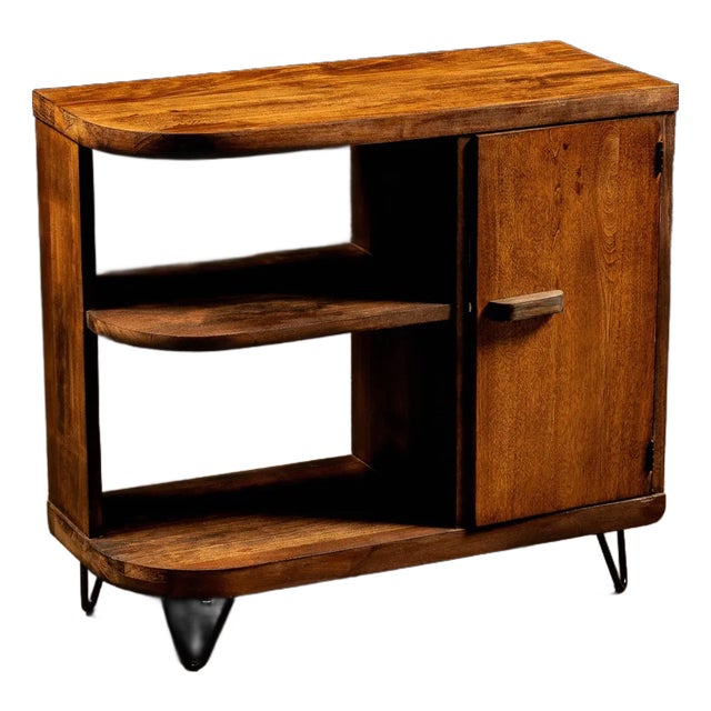 Mid Century Wooden Side Cabinet With Hairpin Legs For Sale