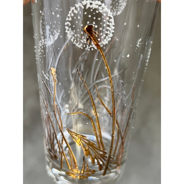 West Virginia Glass Specialty Co. Mid Century 22k Gold Dandelion Highball Glassware Set by Gregory Duncan - Set of 6 For Sale - Image 4 of 4