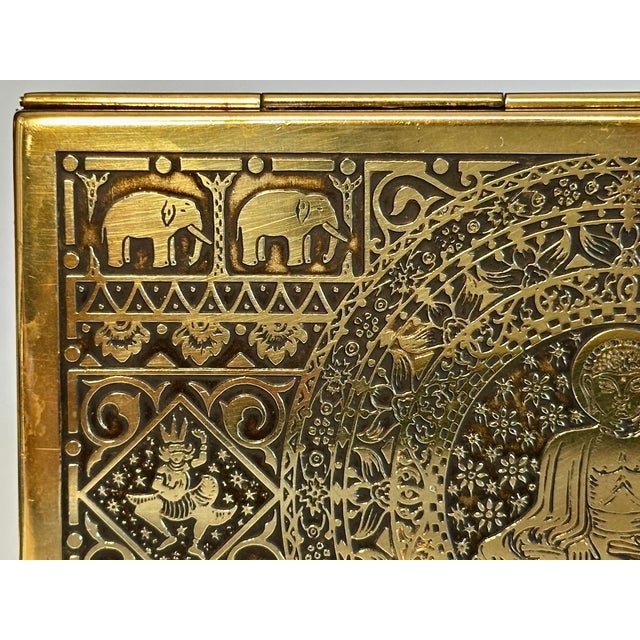 Brass Jewelry Box with Cedar Wood and Asian Motifs, Germany, 1950s For Sale - Image 18 of 18