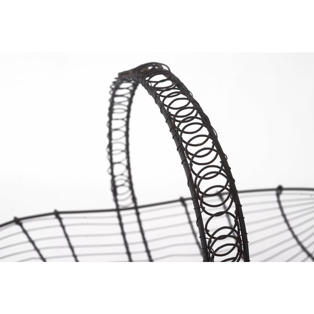 Metal Antique French Farmhouse Wire Basket For Sale - Image 7 of 11
