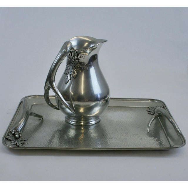 Cippola Italian Pewter Tray & Pitcher Set - 2 Pieces For Sale - Image 10 of 11