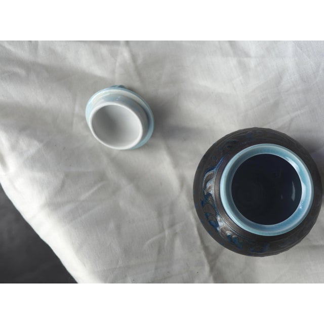 1980s French Lilou Milcent Porcelain Blue and Black Box For Sale - Image 9 of 10