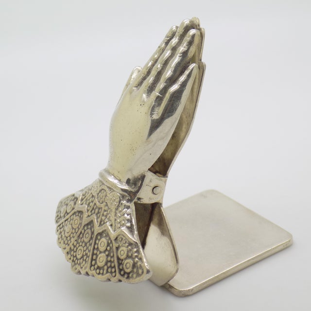 Vintage Italian Handmade Florentine Silver 800 Hand-Shaped Memo Holder Desk Clip, 1970s For Sale - Image 4 of 15
