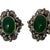Traditional Antique Fratelli Peruzzi Florence 800 Silver Green Onyx Jewelry Suite Bracelet Earrings Ring C. 1920s-1930s For Sale - Image 3 of 6