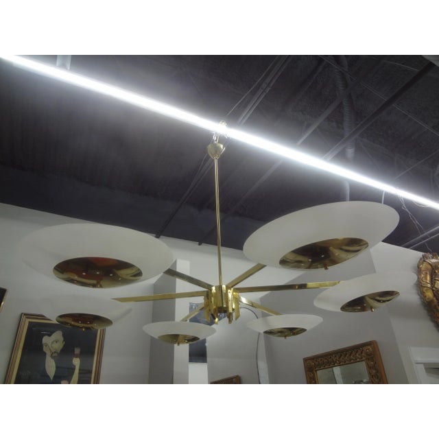 1980s Italian Brass and Glass Chandelier Attributed to Stilnovo For Sale - Image 9 of 12