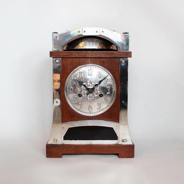 Wood Arts & Crafts Oak Clock, 1890s For Sale - Image 7 of 7