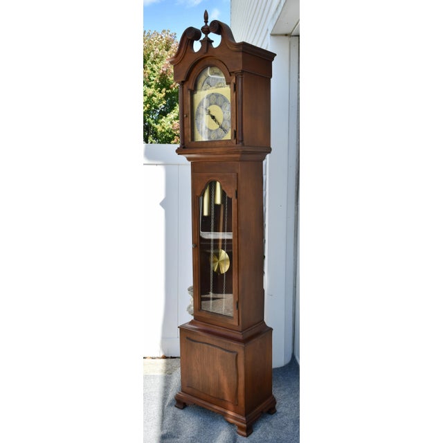 Wood Vintage Colonial of Zeeland Traditional Style Mahogany Grandfathers Clock For Sale - Image 7 of 12