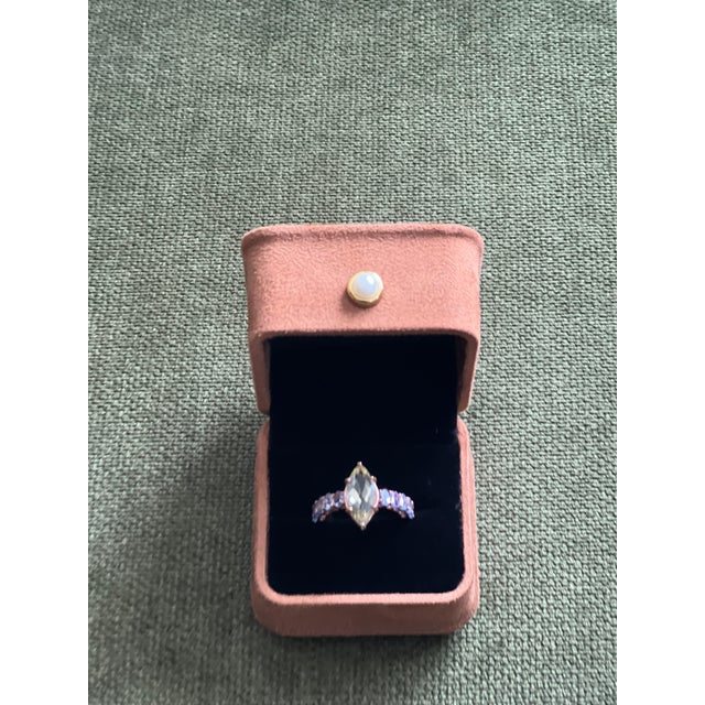 Bochic “Orient” Lemon Amethyst & Lilac Tanzanite Ring Set In 18K Gold & Silver For Sale - Image 9 of 12