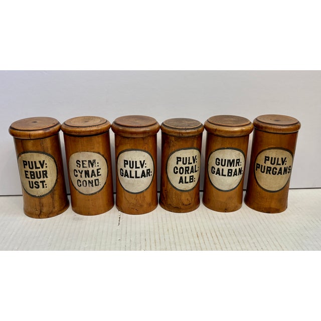 Set of 6 Antique Treen Apothecary Jars / Canisters For Sale - Image 4 of 12