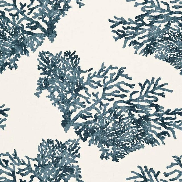 Great Barrier Reef features one of the most classic nautical patterns-silhouettes of coral fans- on a textured, 100% Linen...