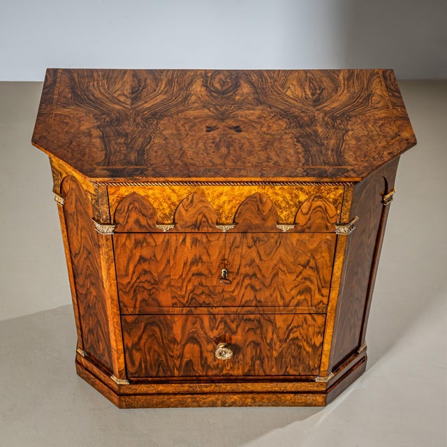 Wood Mid-19th Century Pair of Commodes with Gothic Arches, Italy For Sale - Image 7 of 12