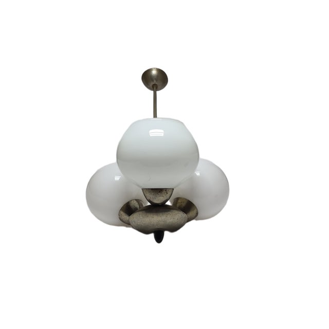 Art Deco Glass Chandelier, Poland, 1970s For Sale - Image 3 of 15