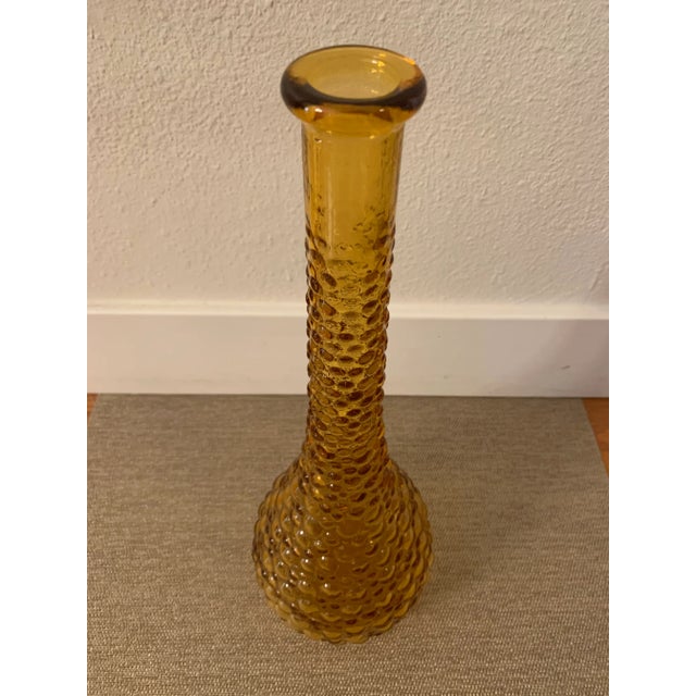 Mid 20th Century Mid-Century Modern Amber Bubble Glass Tall Vase For Sale - Image 5 of 9