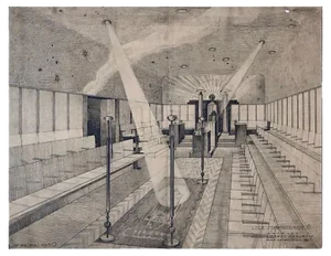 Freemasons Lodge Schwindgasse Working Drawings by Architects, Vienna, 1930, Set of 4