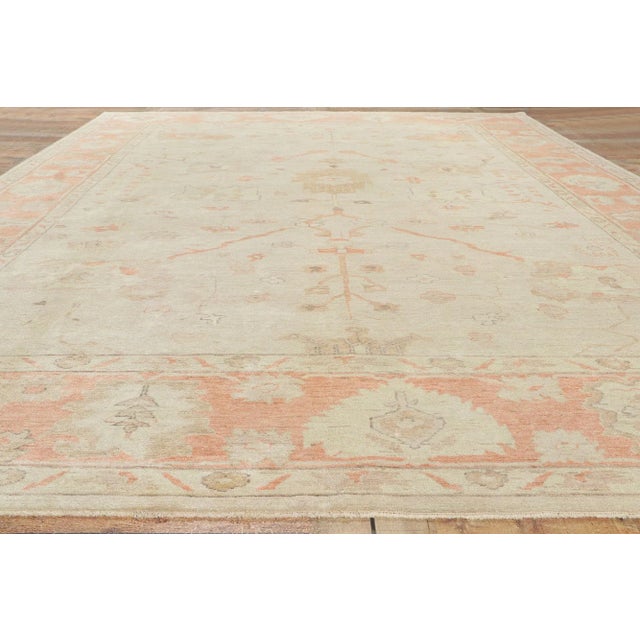 Textile Vintage Modern Oushak Rug - 10'04 X 13'07 For Sale - Image 7 of 11