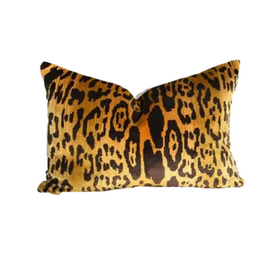 Hollywood Regency Leopard Velvet Lumbar Animal Print Pillow