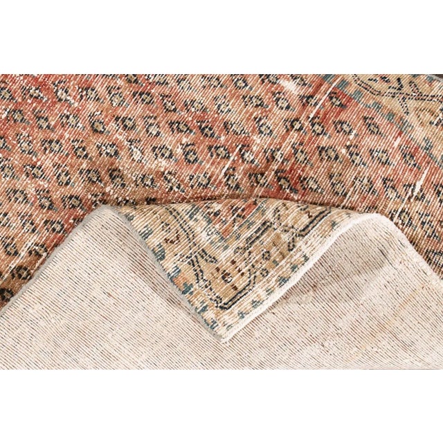 Shabby Chic Vintage Persian Distressed Handmade Allover Motif Red Wool Rug For Sale - Image 3 of 6