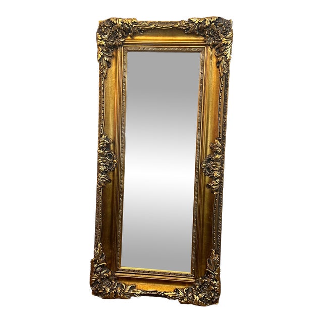 Large Gold Roccoco Italian Style Vintage Mirror For Sale