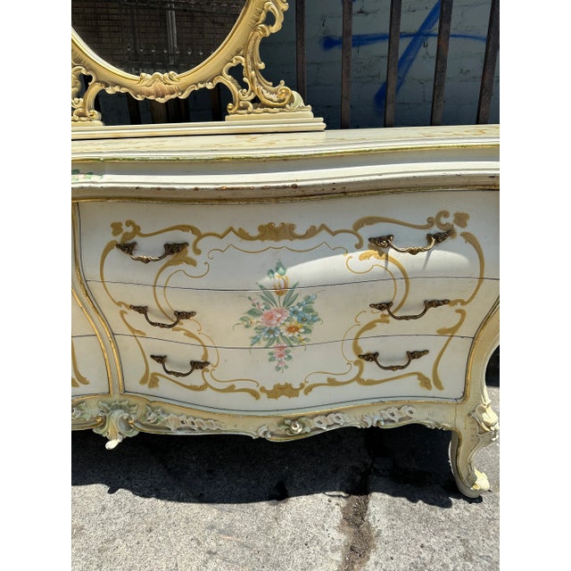 Victorian Italian Silik Mirror With Dresser 6 Drawers Italy For Sale - Image 3 of 8