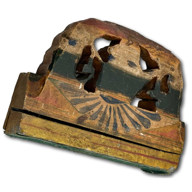 Unusual Antique Italian Hand Carved & Painted Wood Madonna & Child Sicilian Donkey Cart Fragment - Weighted for Doorstop For Sale - Image 11 of 18