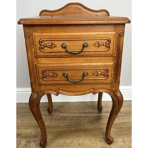 Vintage French Bedside Tables in Oak, Set of 2 For Sale - Image 4 of 12