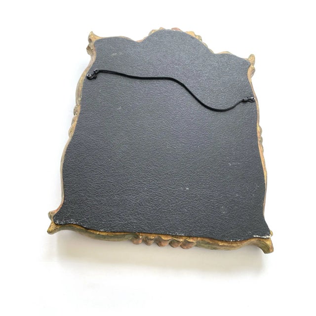 Vintage Molded Resin Accent Mirror With Faux Carved Wood Flower Embellishments For Sale - Image 10 of 10