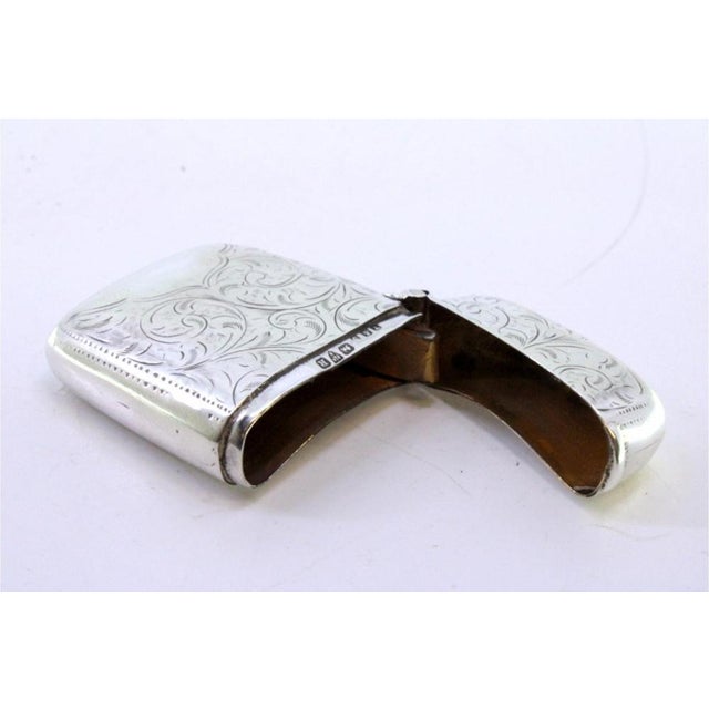 Silver Matchbox with Engraved Florals and Monogram Card For Sale - Image 4 of 8