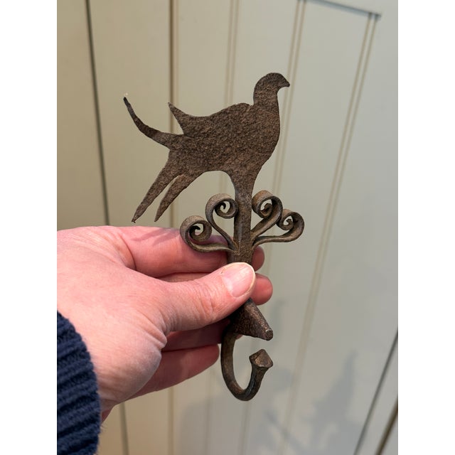 Rare Late 17th / Early 18th Century Forged Iron Oil Lamp Hook With Bird Motif For Sale - Image 4 of 8