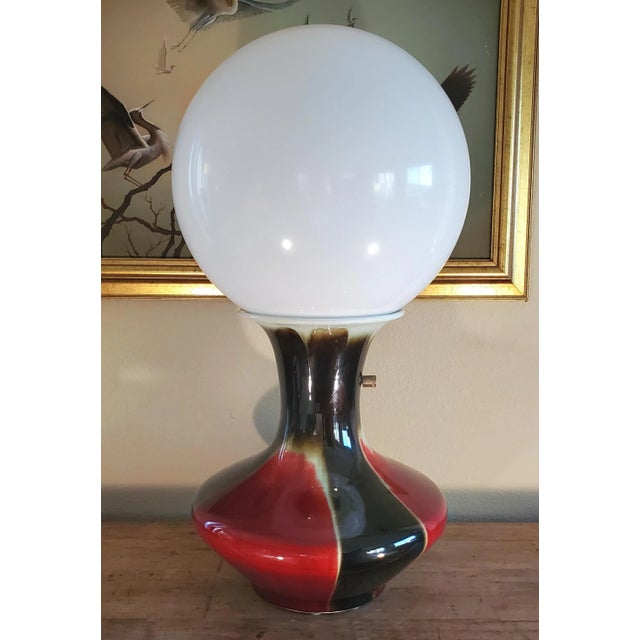 Ceramic Vintage Large Chinese Flambe Oxblood Sang De Boeuf Porcelain Vase Globe Table Lamp For Sale - Image 7 of 12